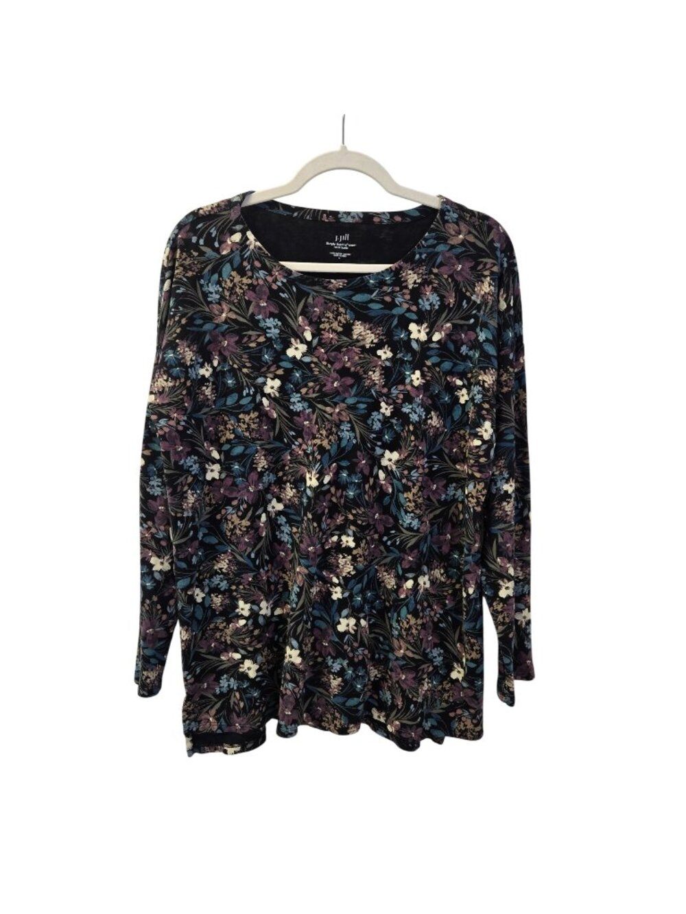 J. Jill Simply Supima Crewneck Floral Tunic Top Size Large
